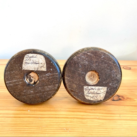 Antique 1880s wood candle sticks England New Orleans handcrafted - Picture 6 of 6